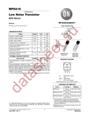 MPSA18G datasheet  